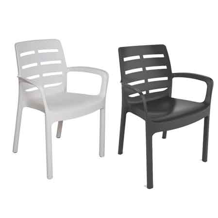 SEDIA IMPILABILE CON BRACCIOLI 'BORNEO' Colore Bianco