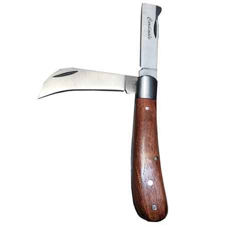 COLTELLO DA INNESTO DOPPIA LAMA MANICO LEGNO CARDINALE 16,5 cm