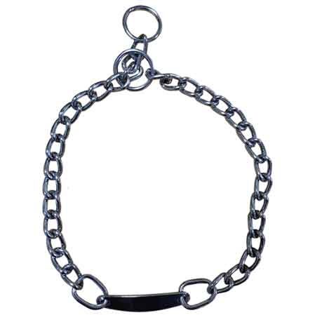 COLLARE PER CANI A STRANGOLO IN METALLO CON PIASTRA CARDINALE 25 mm x 50 cm