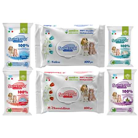 SALVIETTE UMIDIFICATE PER CANI E GATTI 30x20 cm Bergamotto - Confezione 35 pezzi