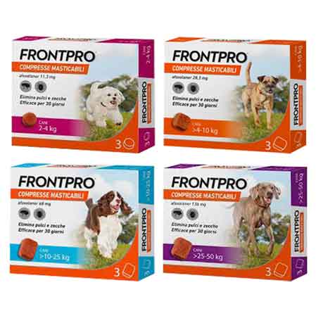 ANTIPARASSITARIO A COMPRESSE MASTICABILI 'FRONTLINE' Per cani 25-50Kg - 3 Compresse