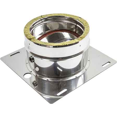 PIASTRA DI BASE CON SCARICO CONDENSA DOPPIA PARETE Ø 150/200 mm