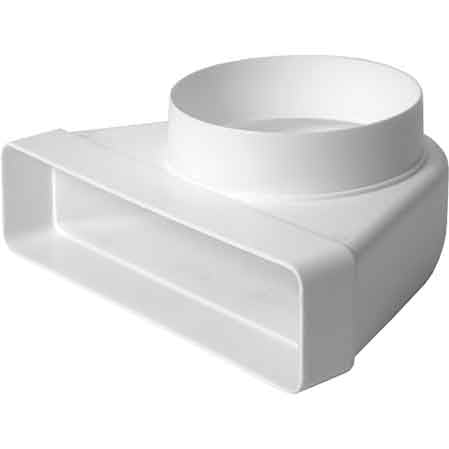 CURVA CON RIDUZIONE DA TUBO TONDO A RETTANGOLARE Da Ø 100 mm a 110x55 mm