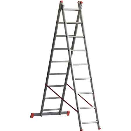 SCALA A DUE ELEMENTI 'OR2' 11+11 gradini - H. 5,40 mt - montante 84x25 mm