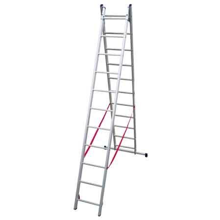 SCALA A DUE ELEMENTI 'STILO' 11+11 gradini - H. 5,10 mt - montante 80x25 mm