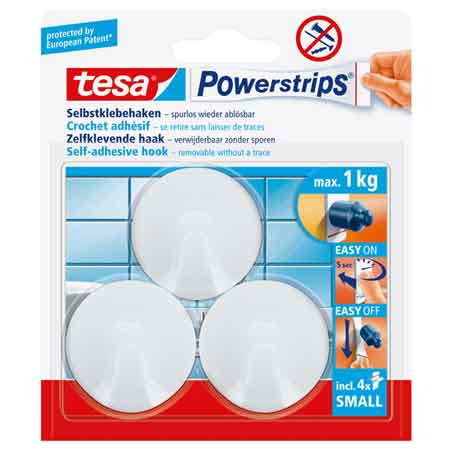 GANCIO TONDO 'POWERSTRIPS®' SMALL 3 ganci + 4 strisce