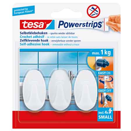 GANCIO OVALE 'POWERSTRIPS®' SMALL 3 ganci + 4 strisce