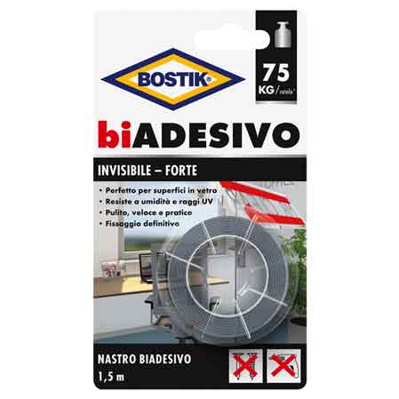 RUBAN ADHÉSIF DOUBLE FACE « INVISIBLE » BOSTIK 19 mm x 1,5 m