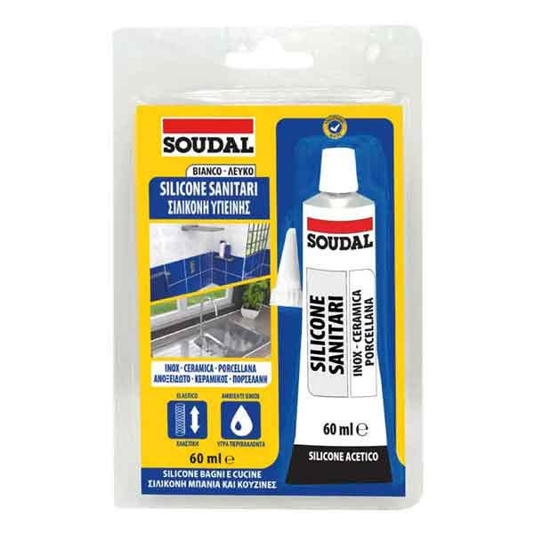 SILICONE ACETICO SANITARI IN BLISTER SOUDAL 60 ml - Bianco
