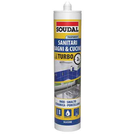 SILICONE ACETICO SANITARI 'TURBO' SOUDAL 300 ml - Trasparente