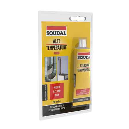 SILICONE ALTE TEMPERATURE IN BLISTER SOUDAL 60 ml - Rosso