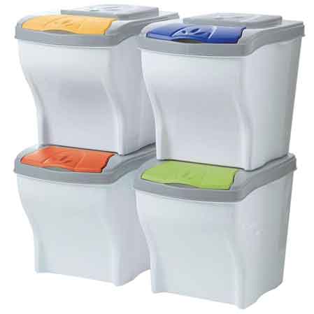 SET PATTUMIERA PER LA RACCOLTA DIFFERENZIATA 'POKER' Confezione 4 pezzi - cm 28x40x31h