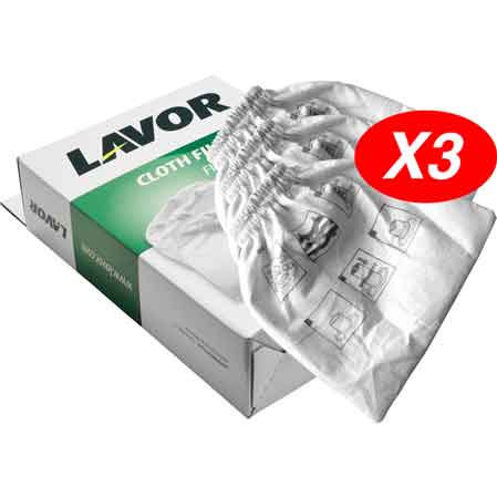 FILTRE EN TISSU DE RECHANGE POUR ASPIRATEUR « LAVOR » Paquet de 3 pièces