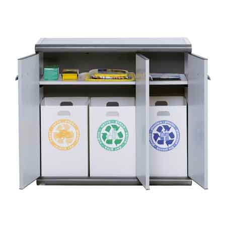ARMADIO BASSO PER RACCOLTA DIFFERENZIATA 3 ANTE 'SCIK' 93,6x39x86h cm