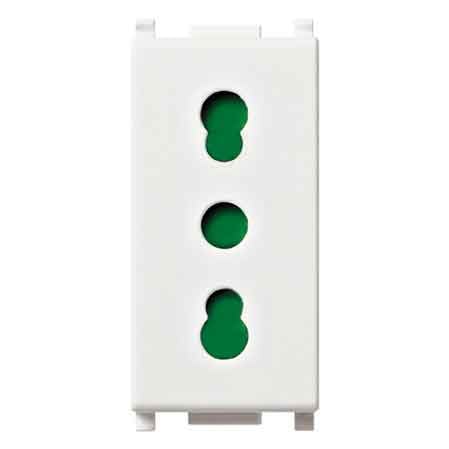 PRESA BIVALENTE 'PLANA' VIMAR 10/16A 250V 2P+T - Colore Bianco