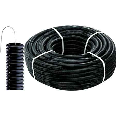 TUBO CORRUGATO CON TIRAFILO NERO Ø 32 mm - rotolo 25 mt