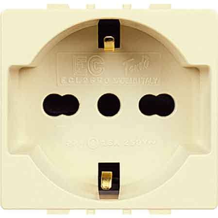 PRESA ITALIANA/TEDESCA 'TONDO' 10/16A 250V 2P+T