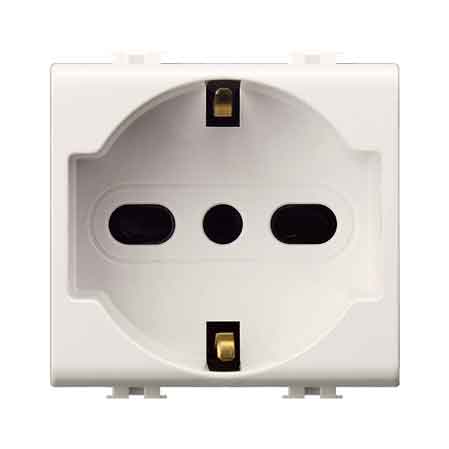 PRESA ITALIANA/TEDESCA 'EASY' 10/16A 250V 2P+T - Bianco