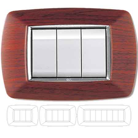 PLAQUE D'INTERRUPTEUR BOIS FONCÉ 'MYLIFE' 4 modules