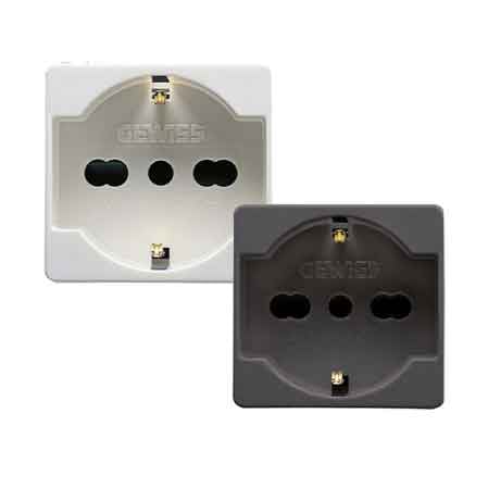 PRISE ITALIENNE/ALLEMANDE « SYSTEM » 10/16 A 250 V 2P+T - Blanc