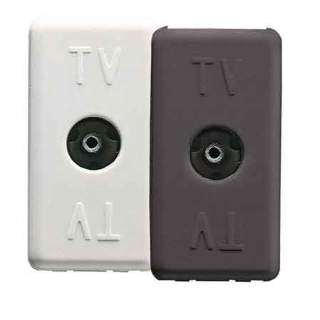 PRISE COAXIALE TV FEMELLE « SYSTEM » Blanche