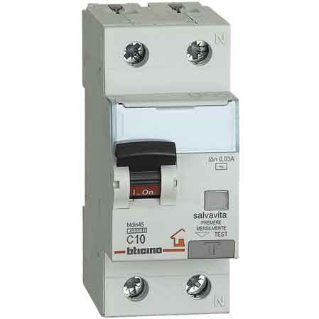 INTERRUTTORE MAGNETOTERMICO DIFFERENZIALE BTICINO 1P+N Corrente 20A