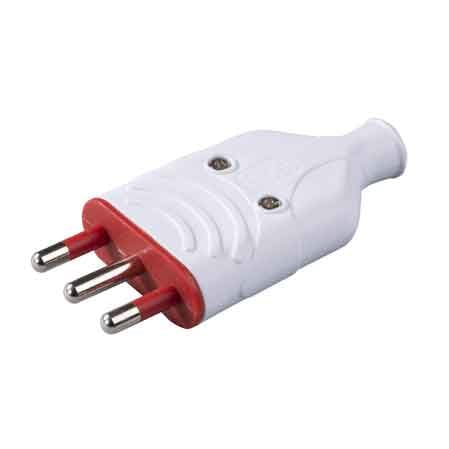 KABELSTECKER STOSSGESCHÜTZT GUMMI 16A ROSI 2P+T - Farbe Weiß