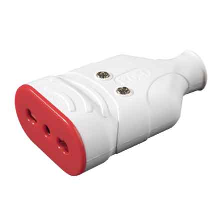 PRISE MOBILE ANTI-ÉCRASEMENT EN CAOUTCHOUC ROSI 10/16A 2P+T - Couleur Blanche