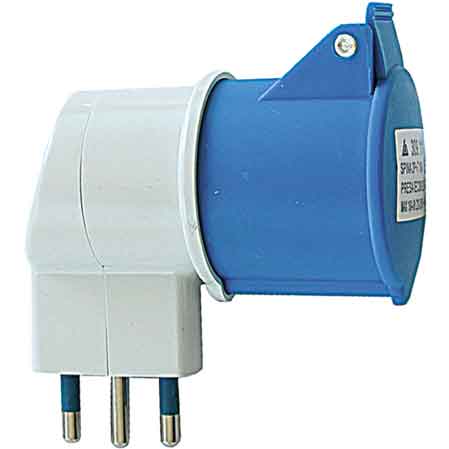 ADATTATORE INDUSTRIALE 16A 90° Spina 2P+T 250V - Presa 2P+T 220V