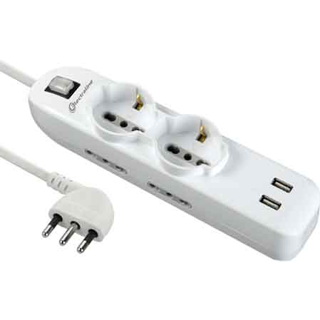 MULTIPRISE POLYVALENTE AVEC USB 2+4 Prises + 2 USB