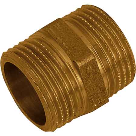 RACCORDS DOUBLE MÂLE 5 FILETS LAITON JAUNE 1/2"x1/2"