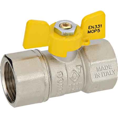 VALVOLA A SFERA PER GAS F.F. A FARFALLA  1"