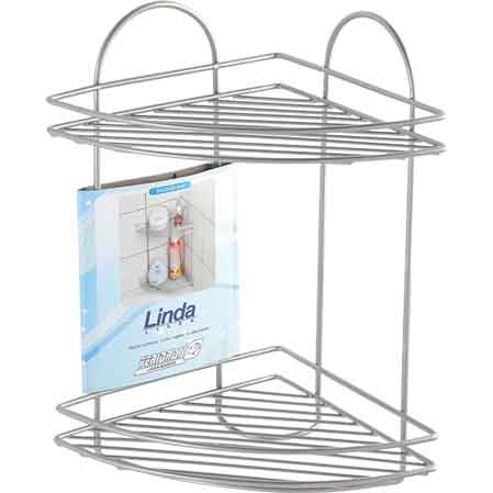 ÉTAGÈRE D'ANGLE DE DOUCHE 2 NIVEAUX 22x22x36h cm