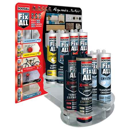 ESPOSITORE DA BANCO PER SIGILLANTE 'FIX ALL' CARTUCCE VUOTO SOUDAL