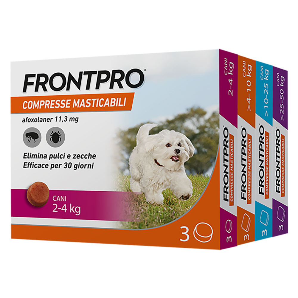 COMPRIMÉS ANTIPARASITAIRES À MÂCHER « FRONTPRO » chiens de 2 à 4 kg / 3 comprimés de 11,3 mg
