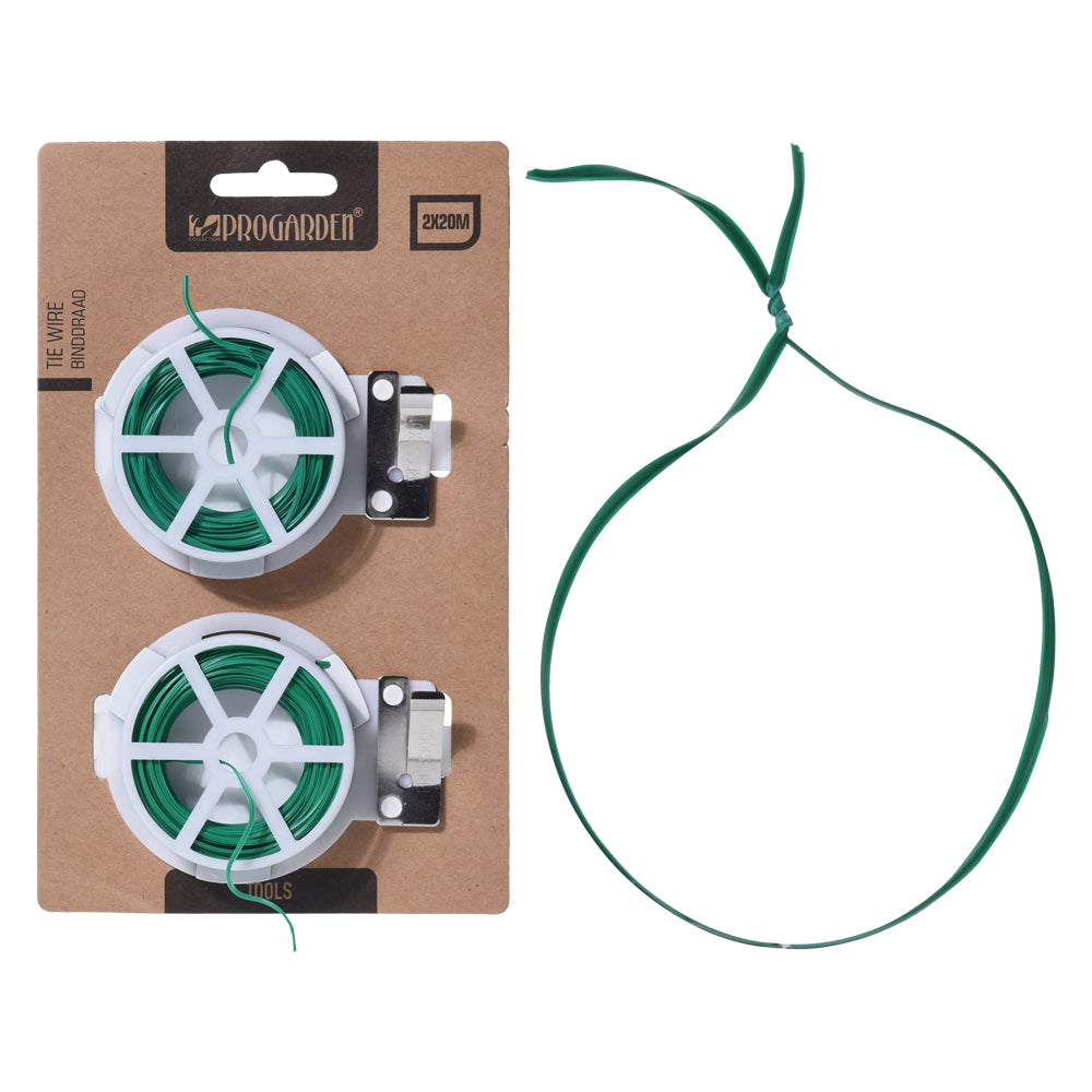 PVC-UMMANTELTER DRAHT, FLACH 2 Spulen à 20 m - mit Cutter