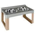 SUPPORT GAMELLES POUR CHIEN/CHAT 'LIFTER' cm. 57 x 35 x h. 30 - gamelles Ø 2 x 21 - mocaccino