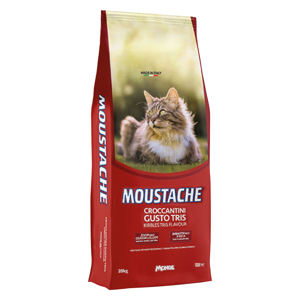 KATZENFUTTER 'MOUSTACHE DREIERLEI GESCHMACK' Fisch, Huhn und Rind - 20 kg