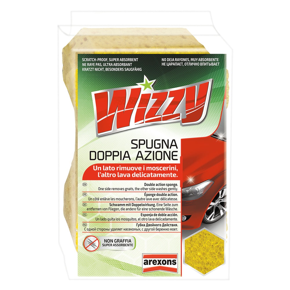 ÉPONGE DE LAVAGE DOUBLE ACTION POUR VOITURE « WIZZY » 16 x 10,5 x 7 cm