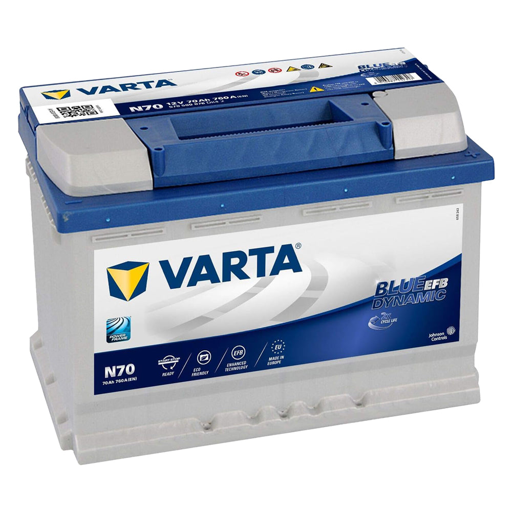 BATTERIE VOITURE START & STOP « VARTA BLUE DYNAMIC EFB » « N70 » - 70 Ah dr. / mm 278 x 175 x 190