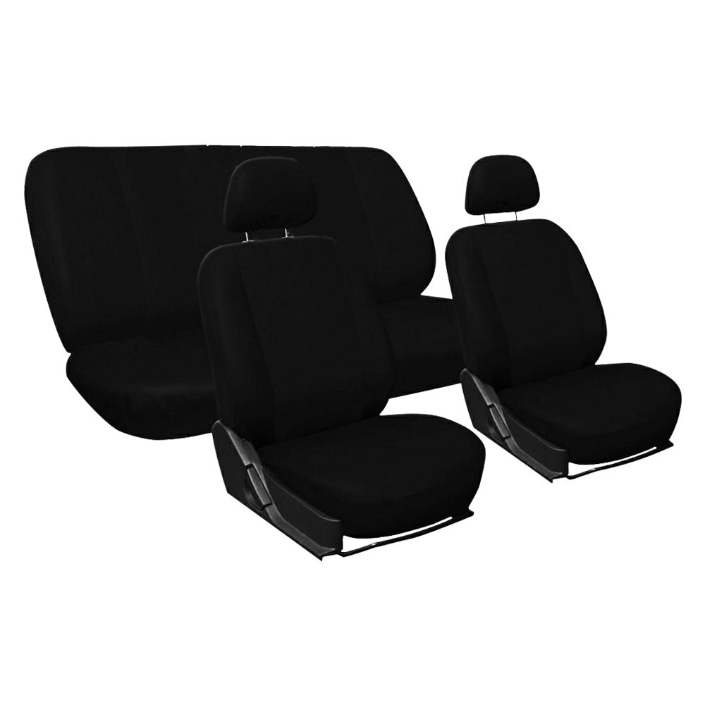SITZBEZUG BAUMWOLLE SCHWARZ 9-teiliges Set – 4 Sitze + 5 Kopfstützen