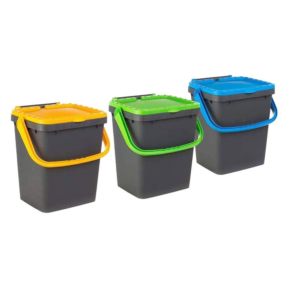 POUBELLE DE TRI SÉLECTIF « ECOPLUS » 20 L - 34 x 34 x H 34 cm gris + couvercle coloré