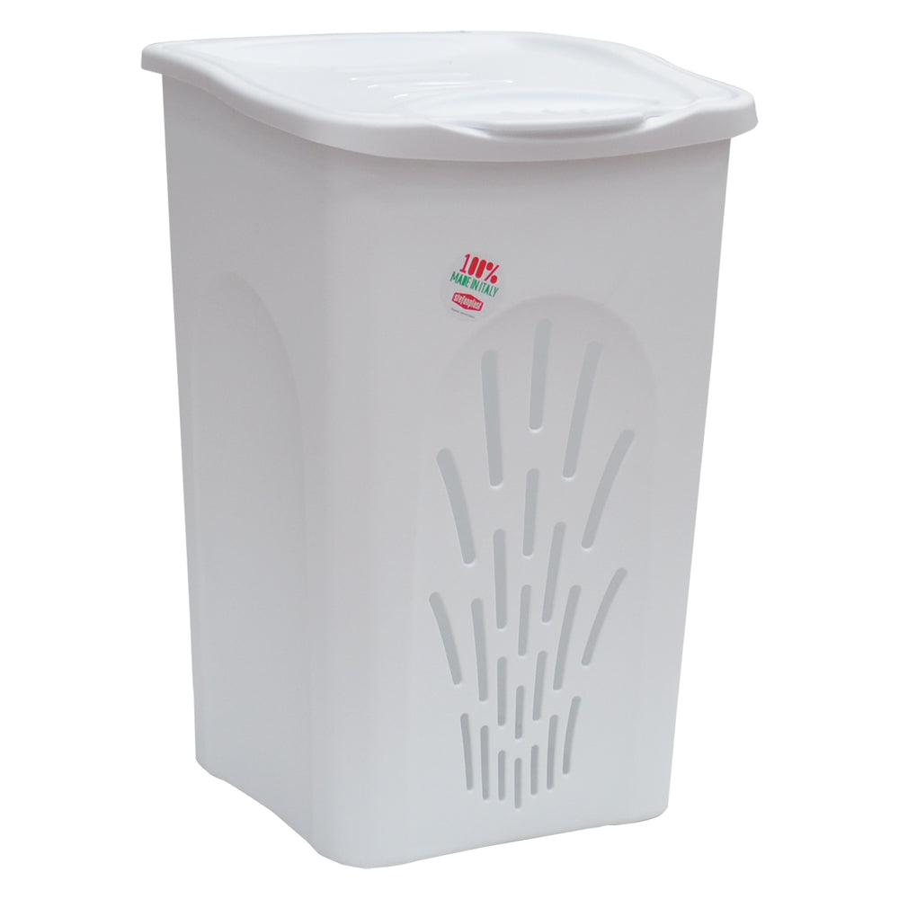 PANIER À LINGE « AJOURÉ » 50 L 37 x 37 x H 56 cm blanc