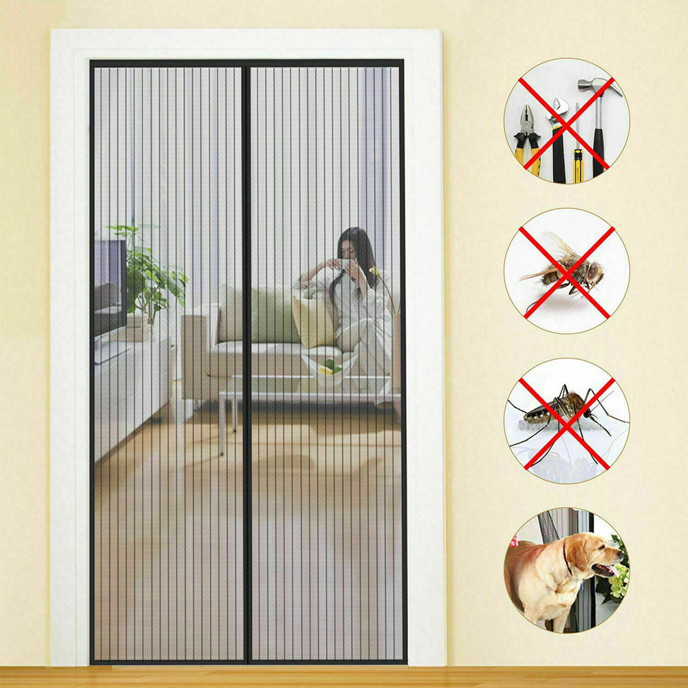 MAGNETISCHER POLYESTER-TÜRFLIEGENSCHUTZ 120 x 250 cm - Farbe Schwarz