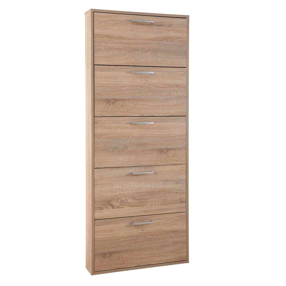 SCHUHSCHRANK 5 EINZELNE KIPPFÄCHER 'ESPRESSO' Linie B. 15 x L. 65 x H. 173,5 cm - Artisan-Eiche