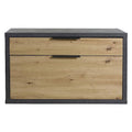BANC COFFRE 1 TIROIR ABATTANT GAMME « SEGNO » 35 x 85 x H.52 cm - chêne/gris