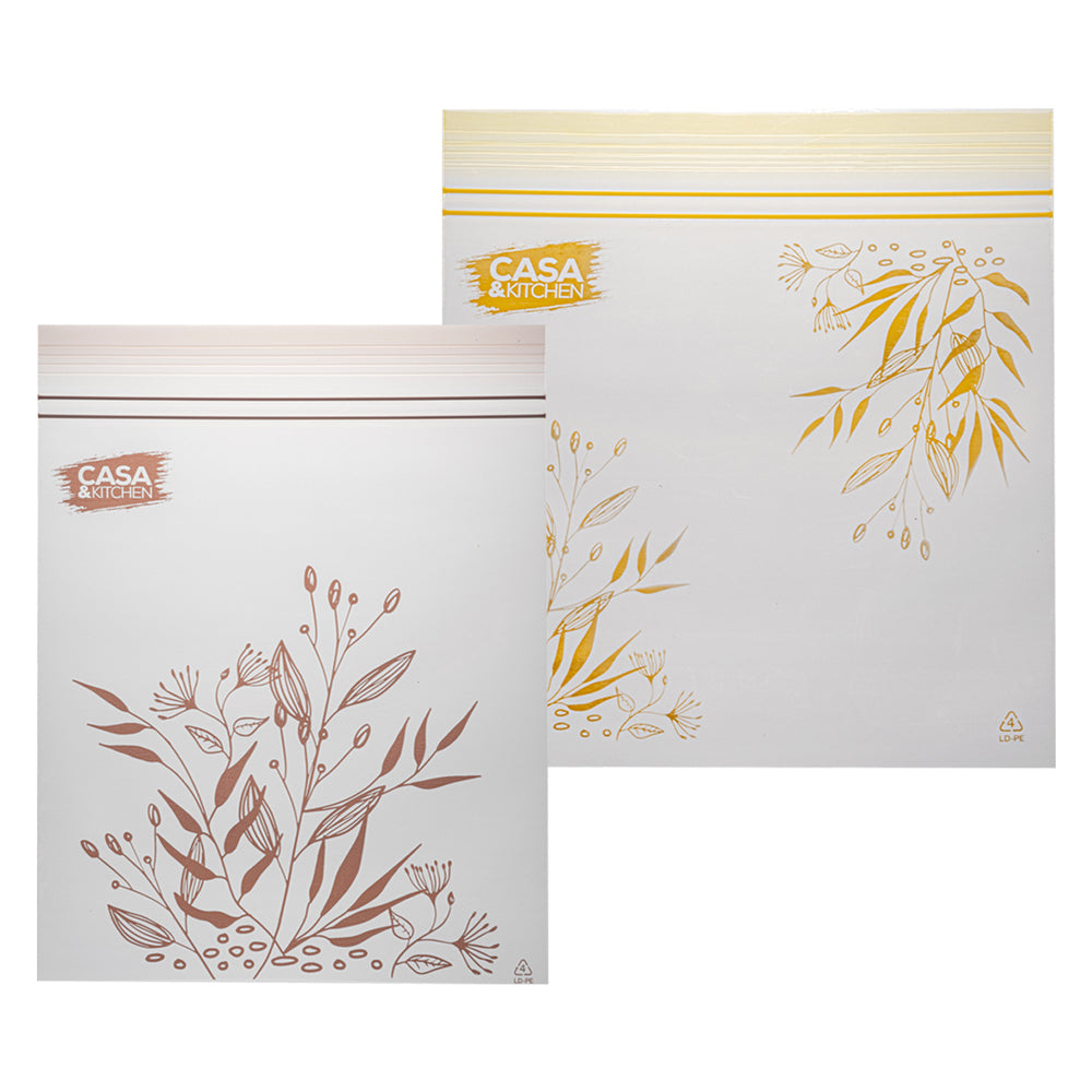 SACS ALIMENTAIRES REFERMABLES motif ocre - 16,5 x 15 cm - 25 p.