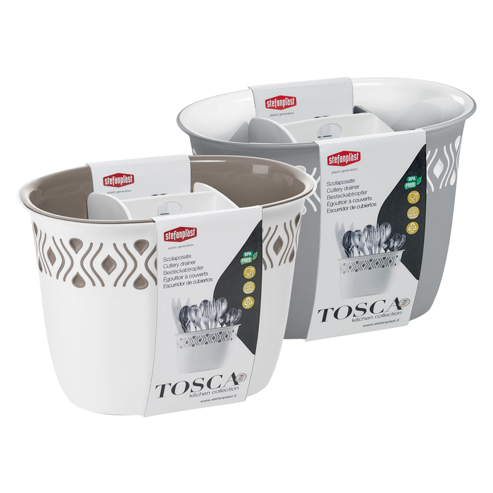 Besteckständer 'TOSCA' weiß/taubengrau