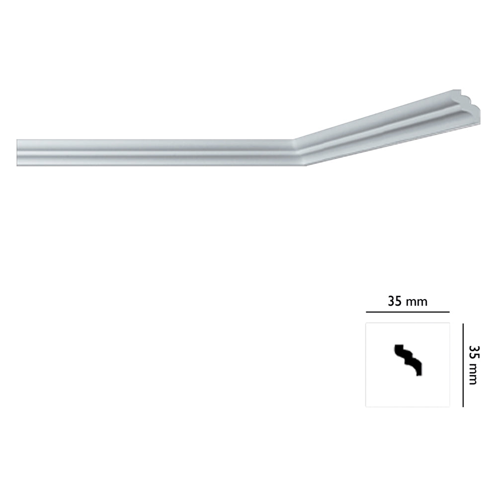 CORNICHE DÉCORATIVE POUR PLAFOND mod. I735 - 35 x 35 mm x 2 m