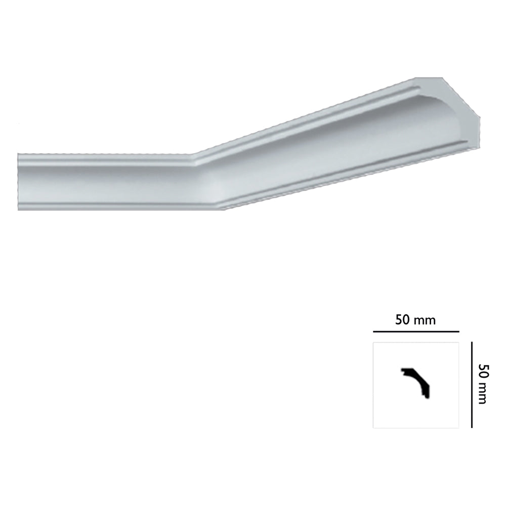 CORNICE DECORATIVA PER SOFFITTO mod. I707 - mm. 50 x 50 x 2 mt